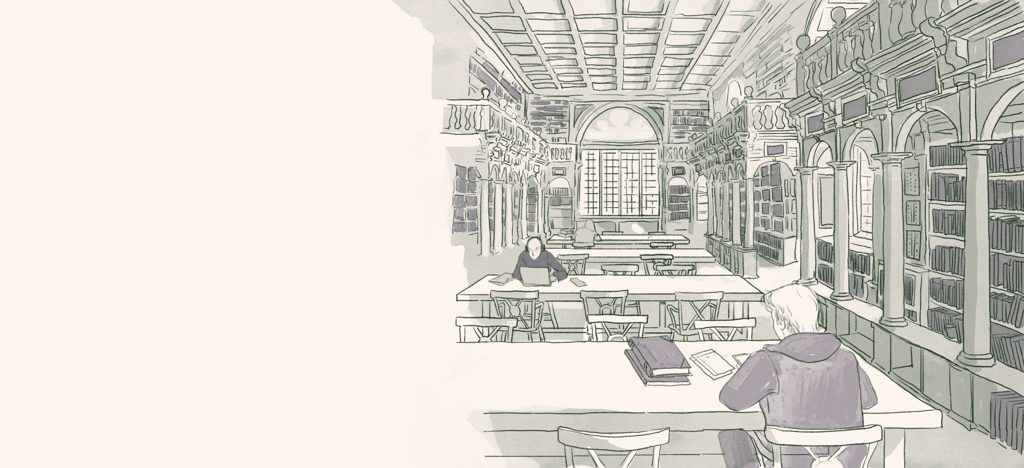 Students studying in a library